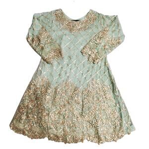 RMAW Pakistani Indian Shalwar Kameez M Wedding Dress Mint Green Net Embroidered